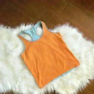 Y2K Athleticworks Workout Sports Bra Light Orange and Blue Women' s Large